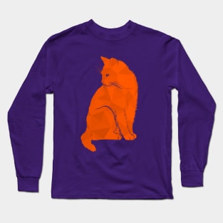 Orange Geometric Cat Long Sleeve T-Shirt